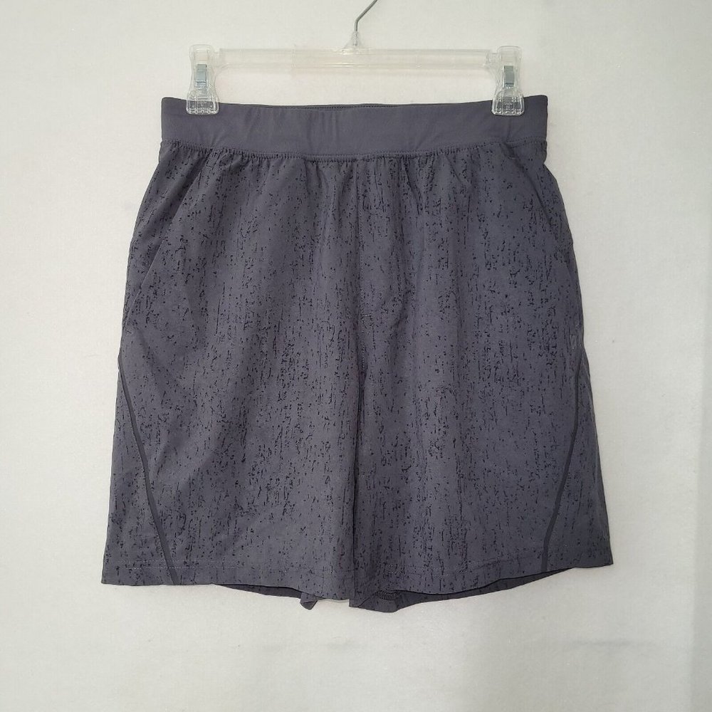 VRST Short Mens S Charcoal/Black Print Lined 6.5" Drawstring Pockets Hybrid Swim